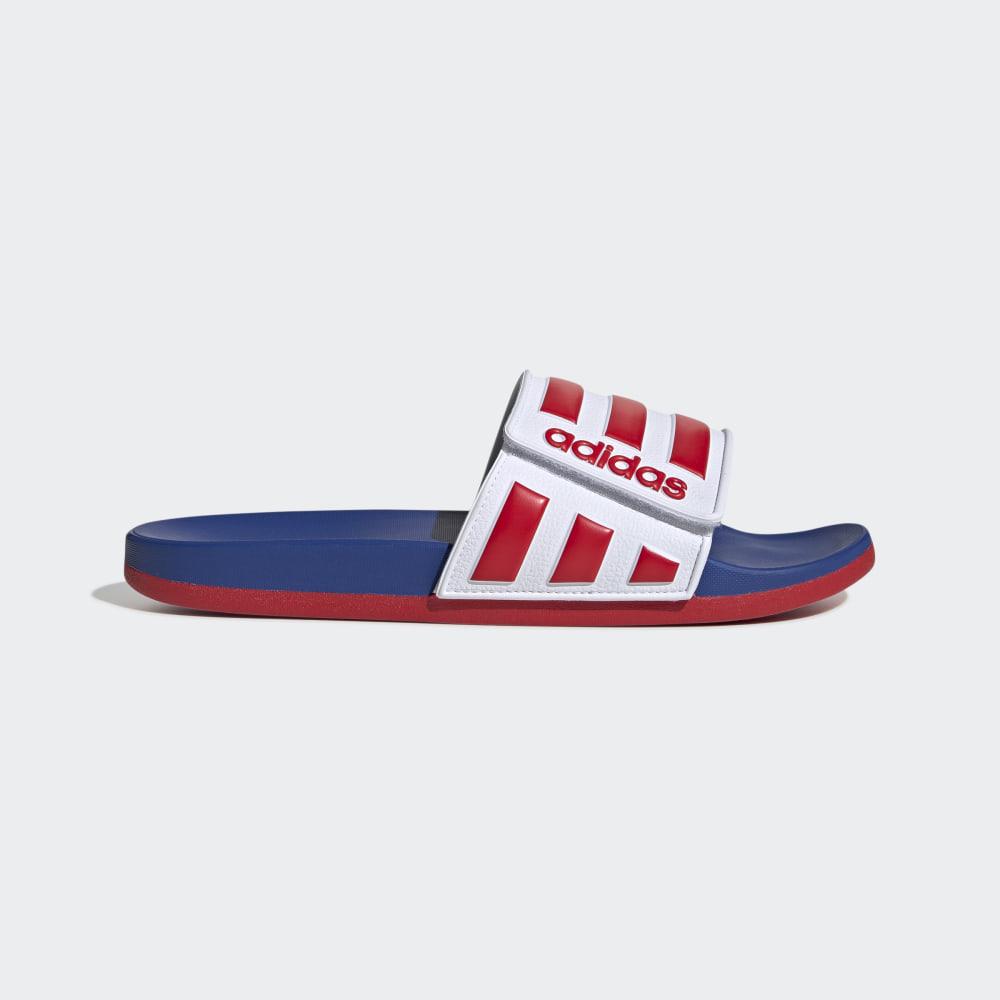 Adidas Men's Adilette Comfort Adjustable Slides White/Deep Red/Royal Ireland EG1346